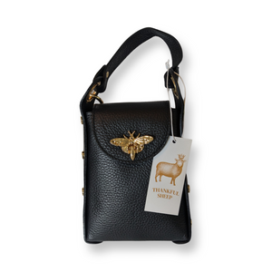 Leather "Bee" Small Crossbody in Black