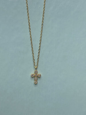 Thankful Sheep 925 Sterling Silver CZ Cross Necklace