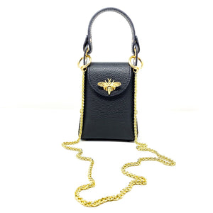 Leather "Bee" Small Crossbody in Black