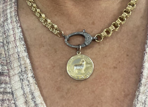 Thankful Sheep Triple Rings Link Necklace With "Message of Truth" Medallion