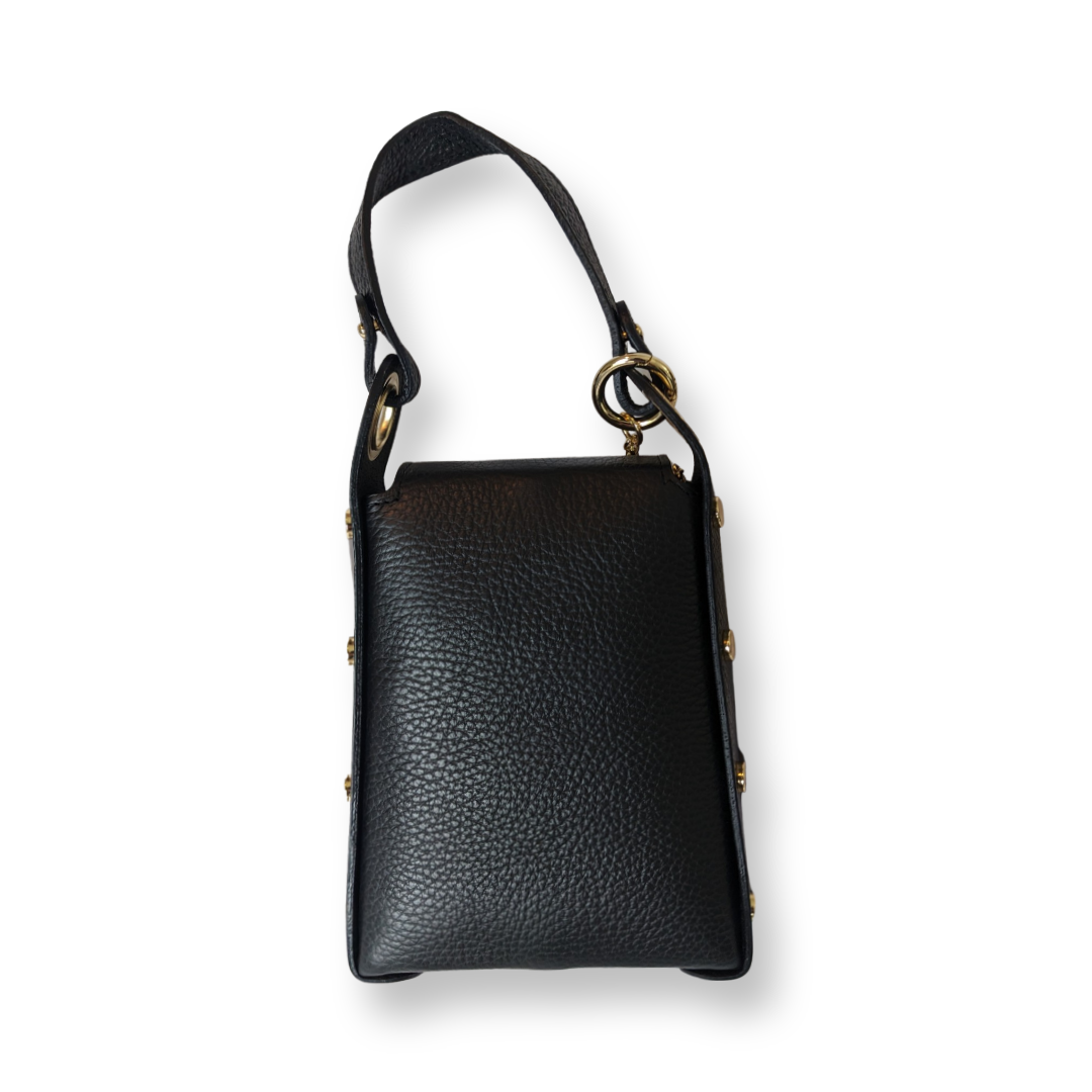 Leather "Bee" Small Crossbody in Black