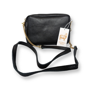 Thankful Sheep Leather Crossbody in Black