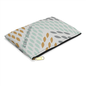 Thankful sheep Whispers Zipper Pouch   Light Gray/Gray/Gold/Blue