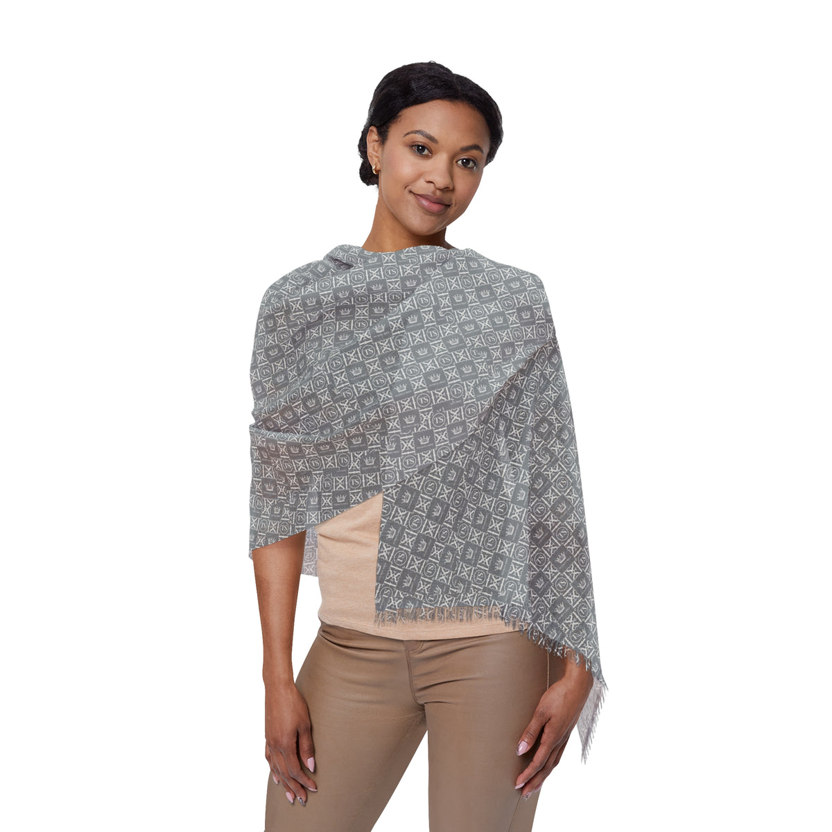 Thankful Sheep Icons Scarf  Gray/Light Gray