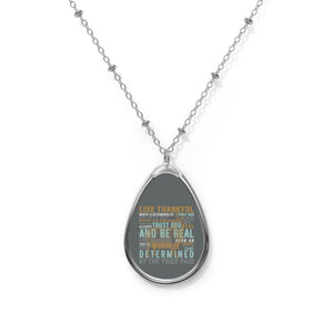 Thankful Sheep Be Real Oval Drop Necklace