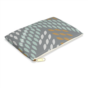 Thankful Sheep Whispers Zipper Pouch  Gray/Light Gray/Gold/Blue