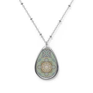 Thankful Sheep Harmony Oval Drop Necklace   Greens