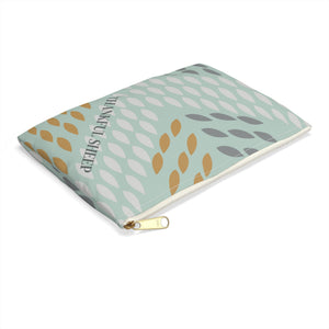 Thankful Sheep Whispers Zipper Pouch    Blue/Gold/Gray/Light Gray