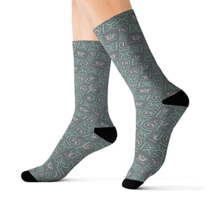 Thankful Sheep Icons Socks  Gray/Blue/Light Gray/Black