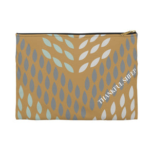 Thankful Sheep Whispers Zipper Pouch  Gold/Blue/Gray/Light Gray