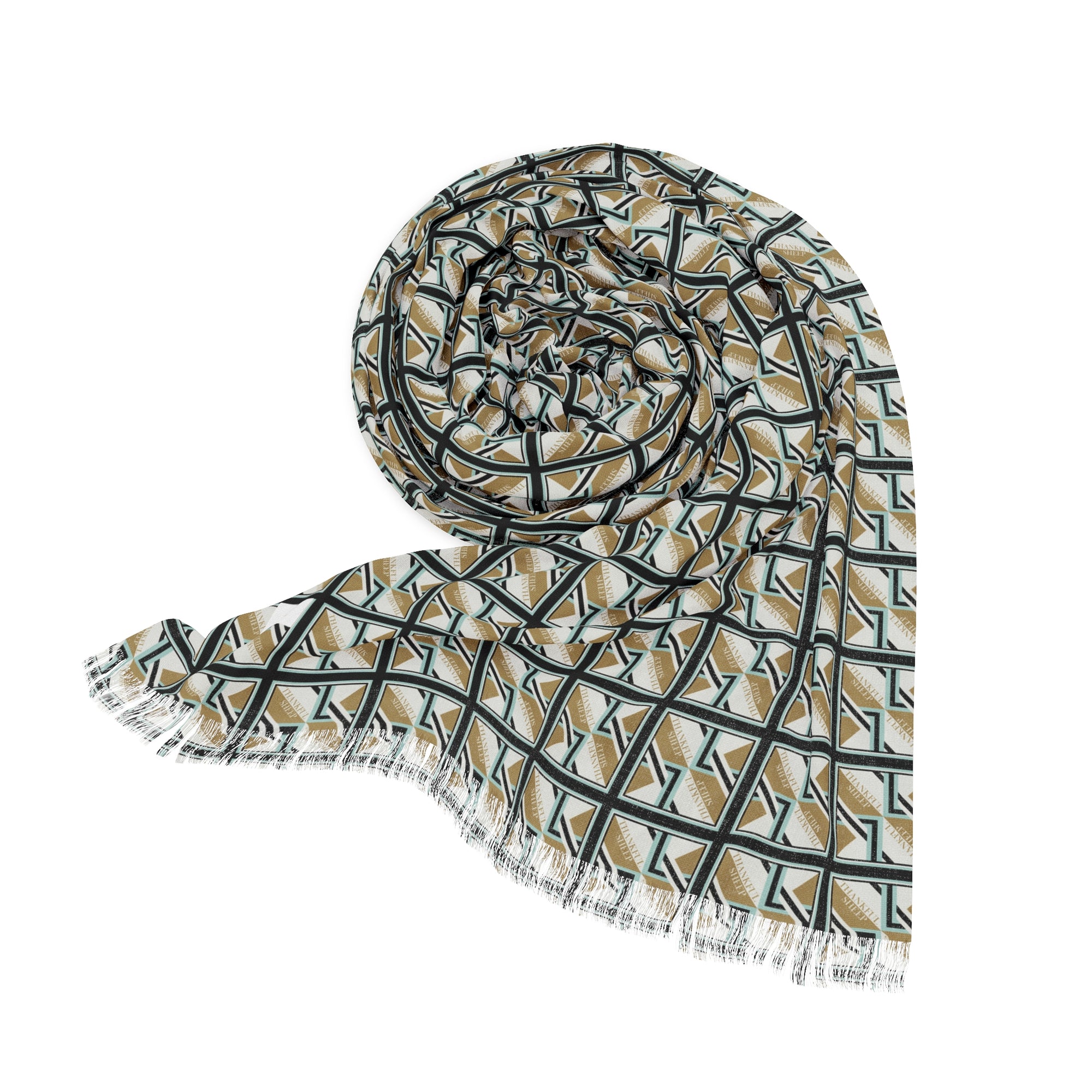 Thankful Sheep Bold Sheep Scarf    Gold/Blue/Light Gray/Black