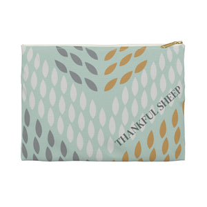 Thankful Sheep Whispers Zipper Pouch    Blue/Gold/Gray/Light Gray