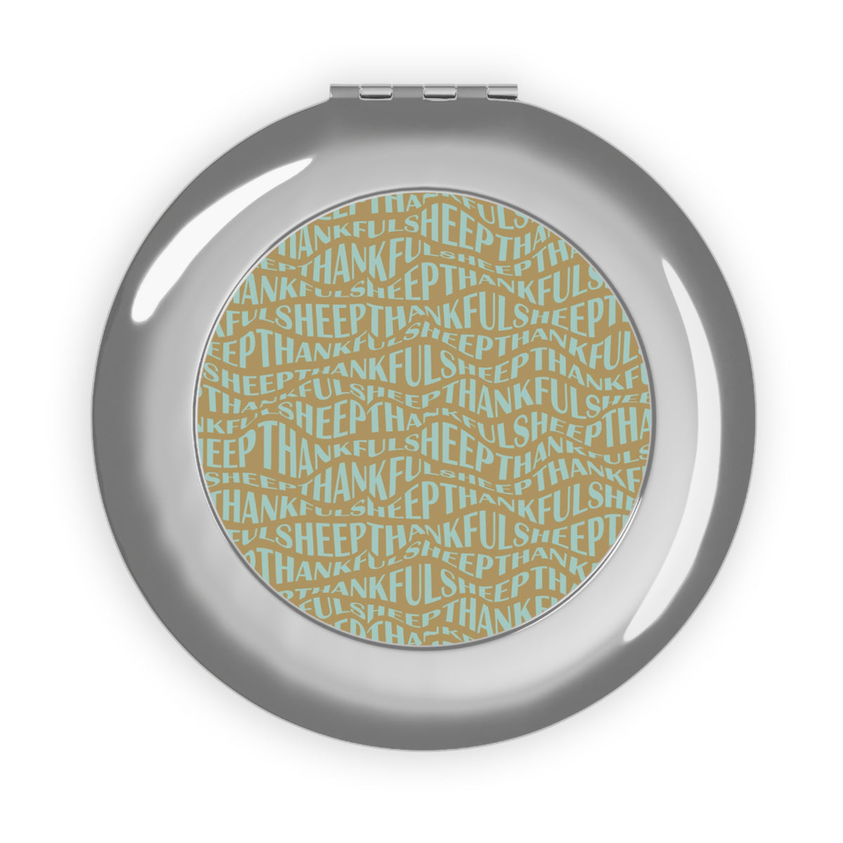 Thankful Sheep All Over Sheep Compact Mirror Gold/Blue