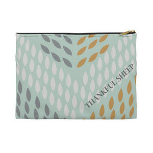 Thankful Sheep Whispers Zipper Pouch    Blue/Gold/Gray/Light Gray