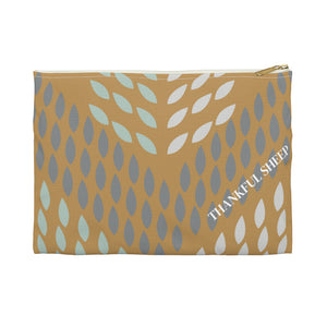 Thankful Sheep Whispers Zipper Pouch  Gold/Blue/Gray/Light Gray