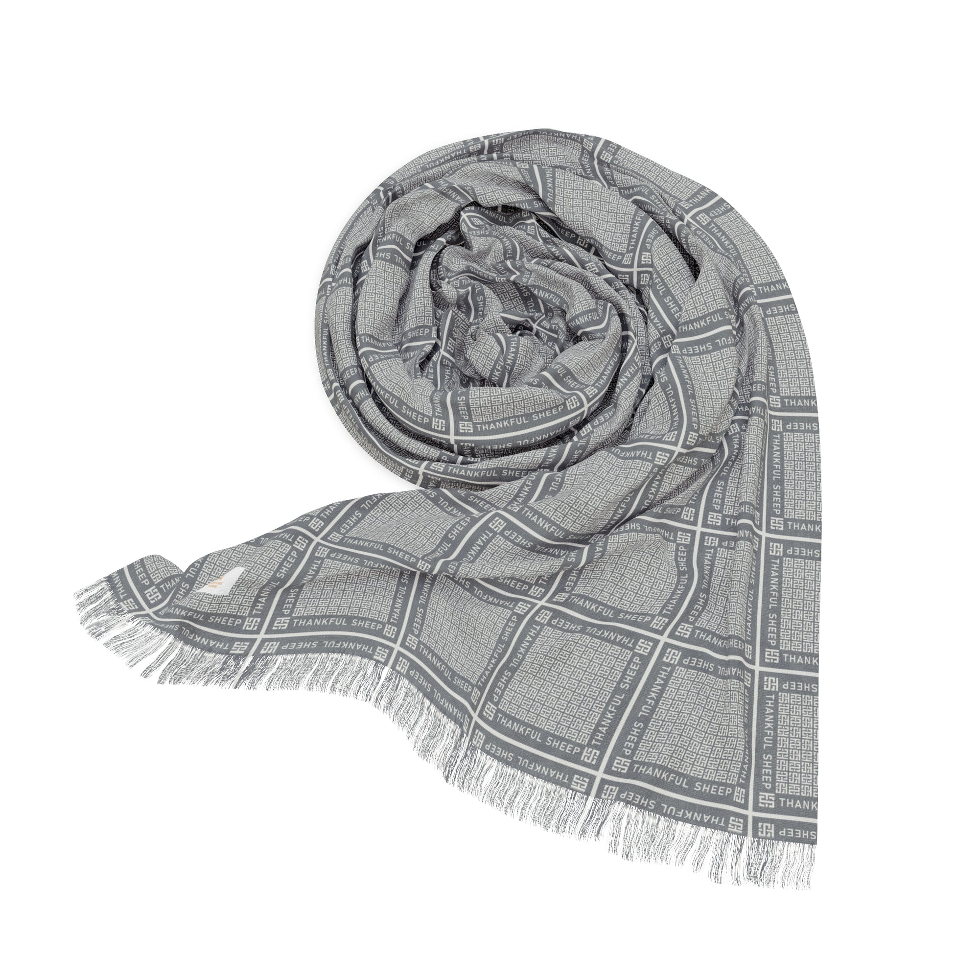 Thankful Sheep Interlock Scarf   Gray/Light Gray