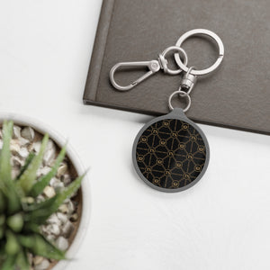 Thankful Sheep Circle Icons Keychain   Black/Gold