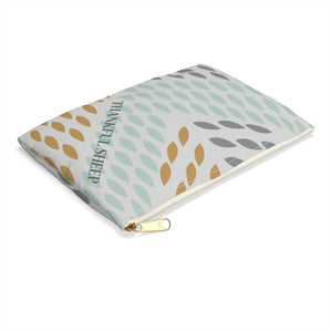 Thankful sheep Whispers Zipper Pouch   Light Gray/Gray/Gold/Blue