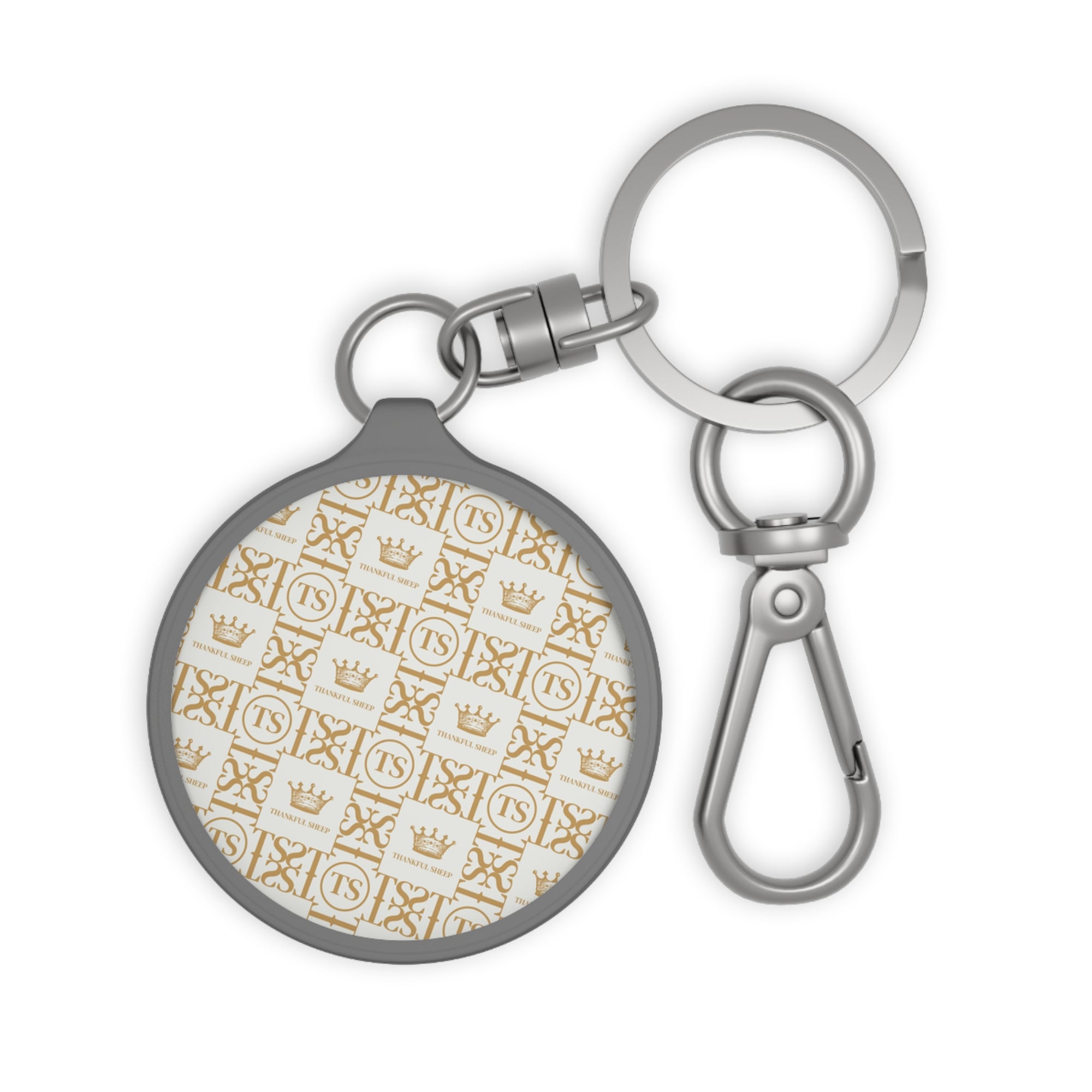 Thankful Sheep Icons Keychain   Light Gray/Gold