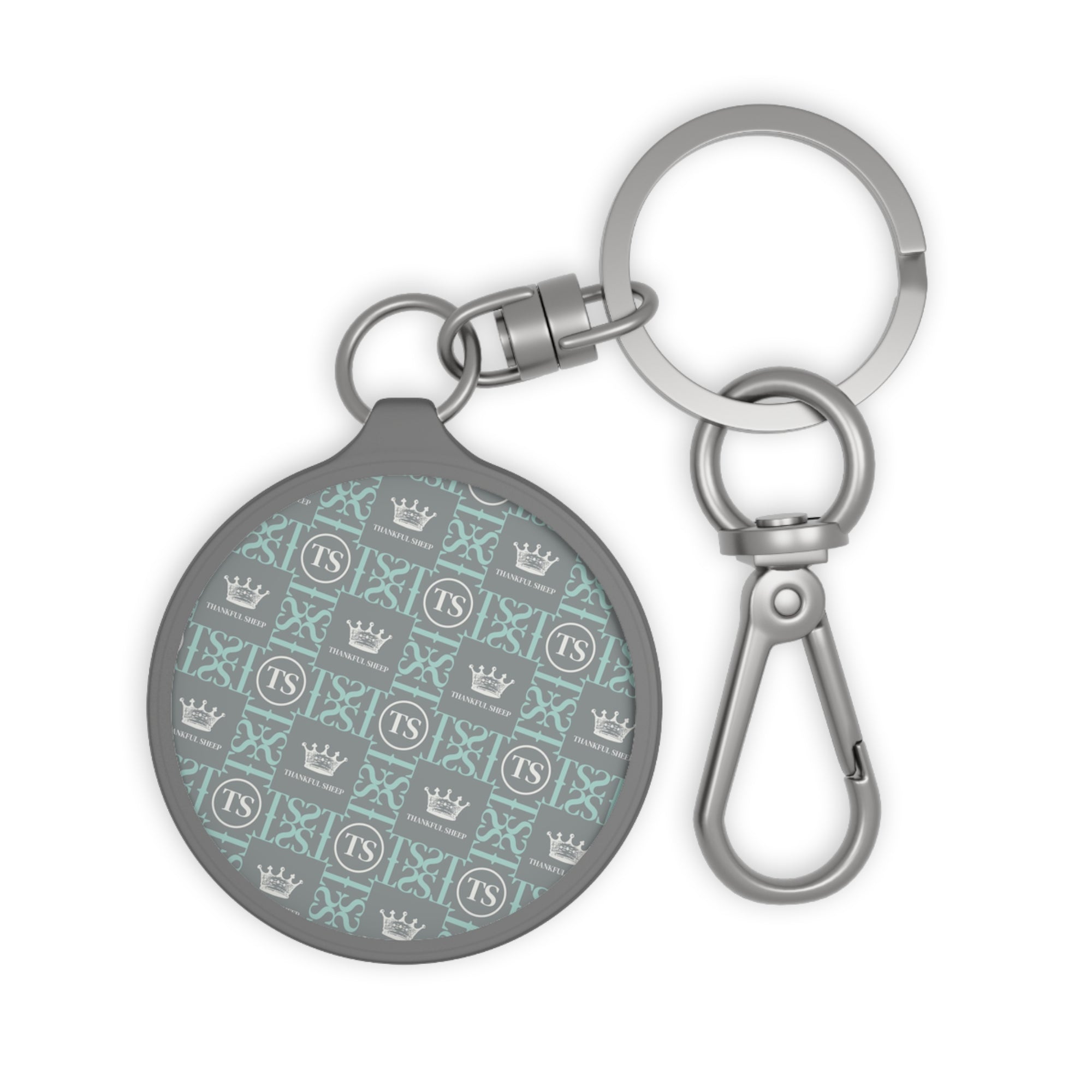 Thankful Sheep Keychain    Gray/Blue/Light Gray