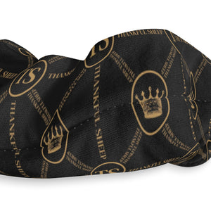 Thankful Sheep Circle Icons Scrunchie   Black/Gold