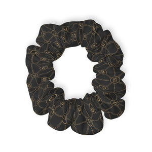 Thankful Sheep Circle Icons Scrunchie   Black/Gold