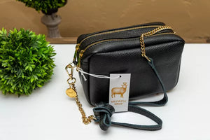 Thankful Sheep Leather Crossbody in Black