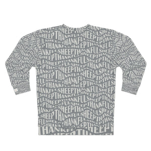 Thankful Sheep Sweatshirt in All Over Sheep Design  Gray/Light Gray