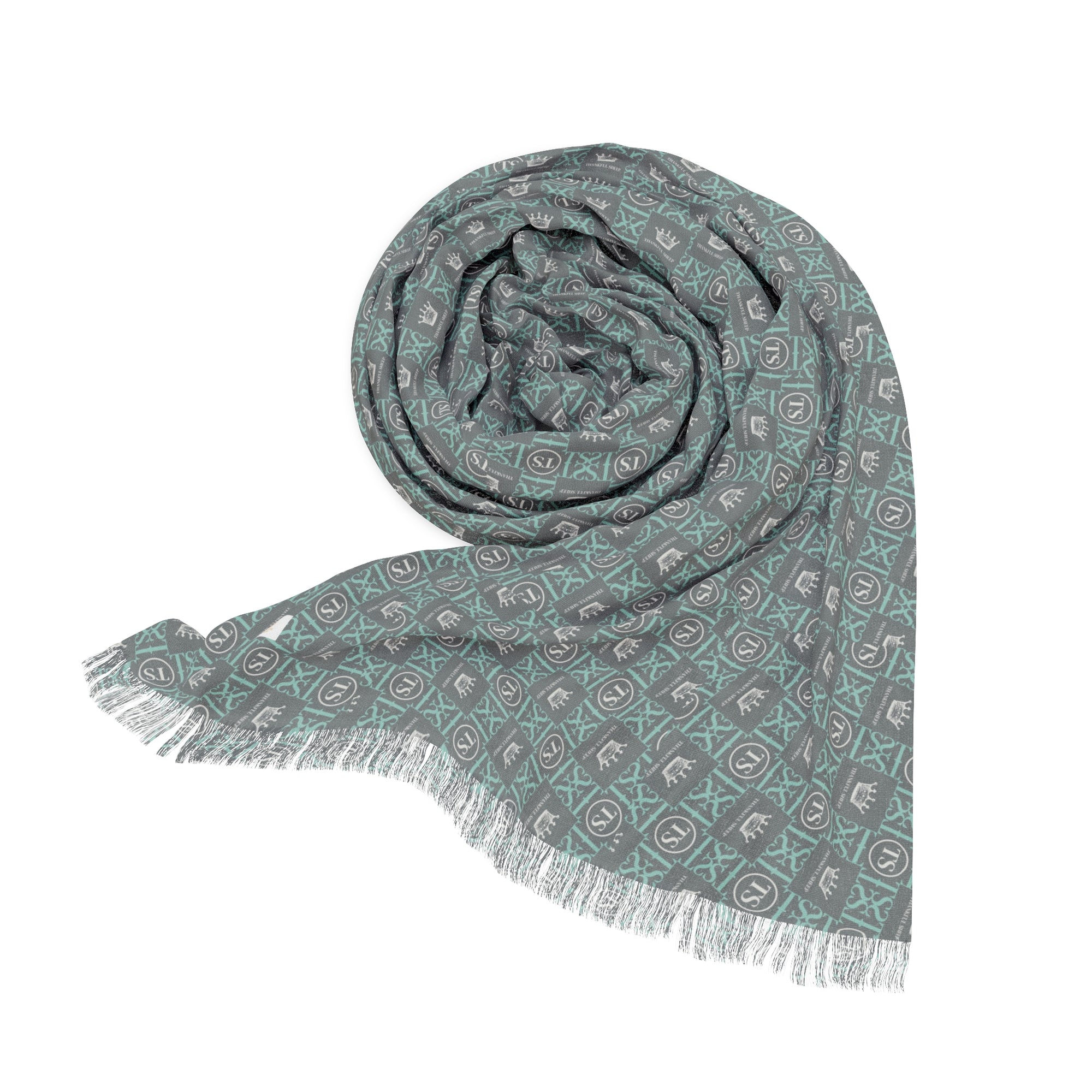 Thankful Sheep Icons Scarf  Gray/Blue/Light Gray