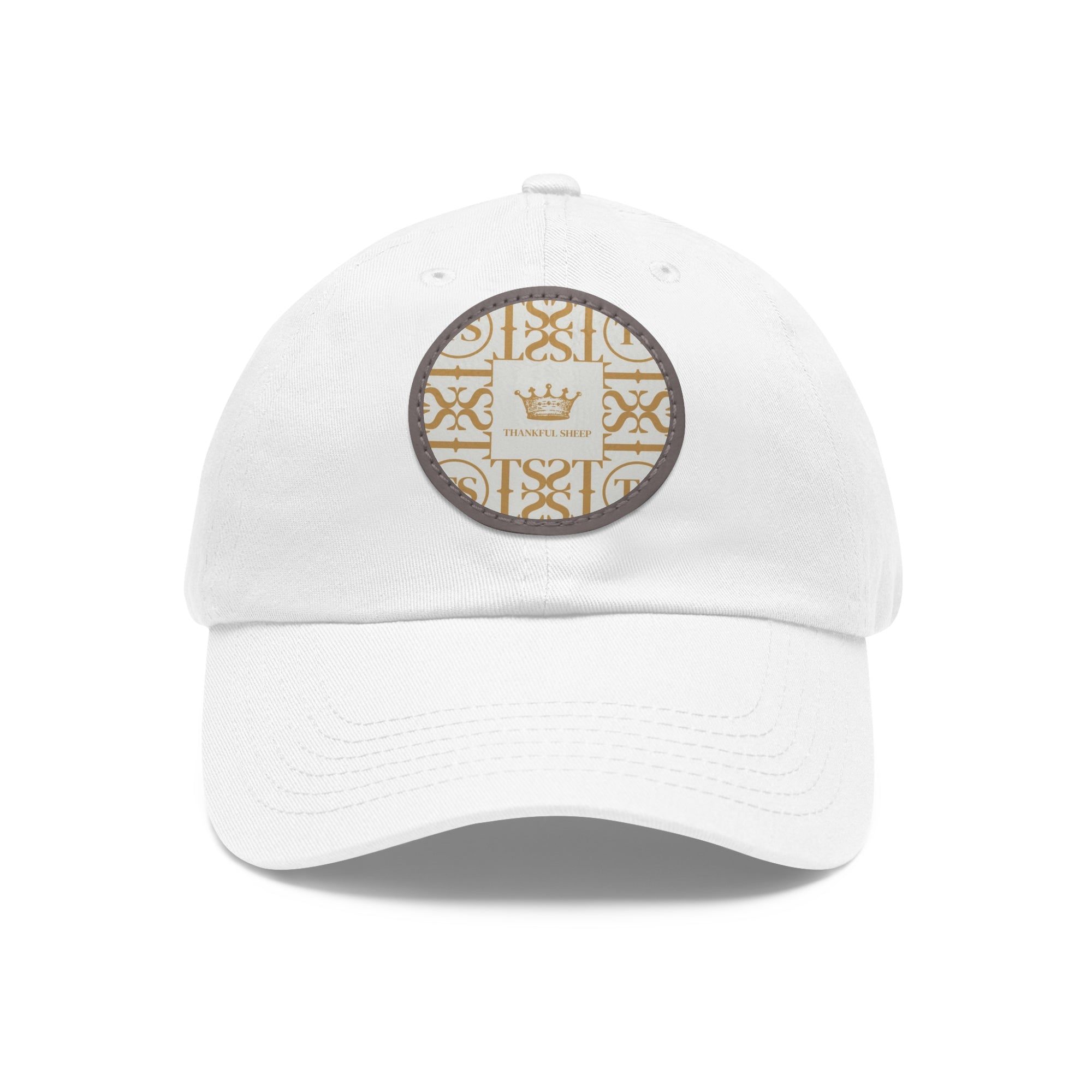 Thankful Sheep Icons Dad Hat with Round Patch  Icons  Light Gray/Gold   Center Crown