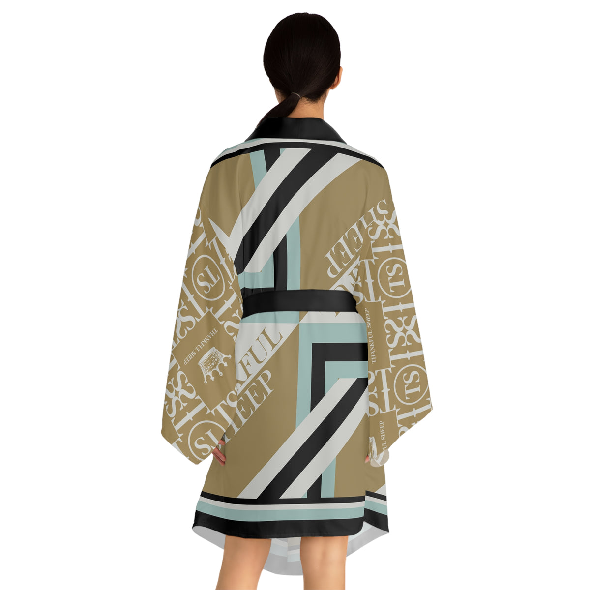 Thankful Sheep Bold Sheep and Icons Robe Gold/Light Gray