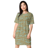 Thankful Sheep All Over Sheep T-Shirt Dress    Gold/Blue