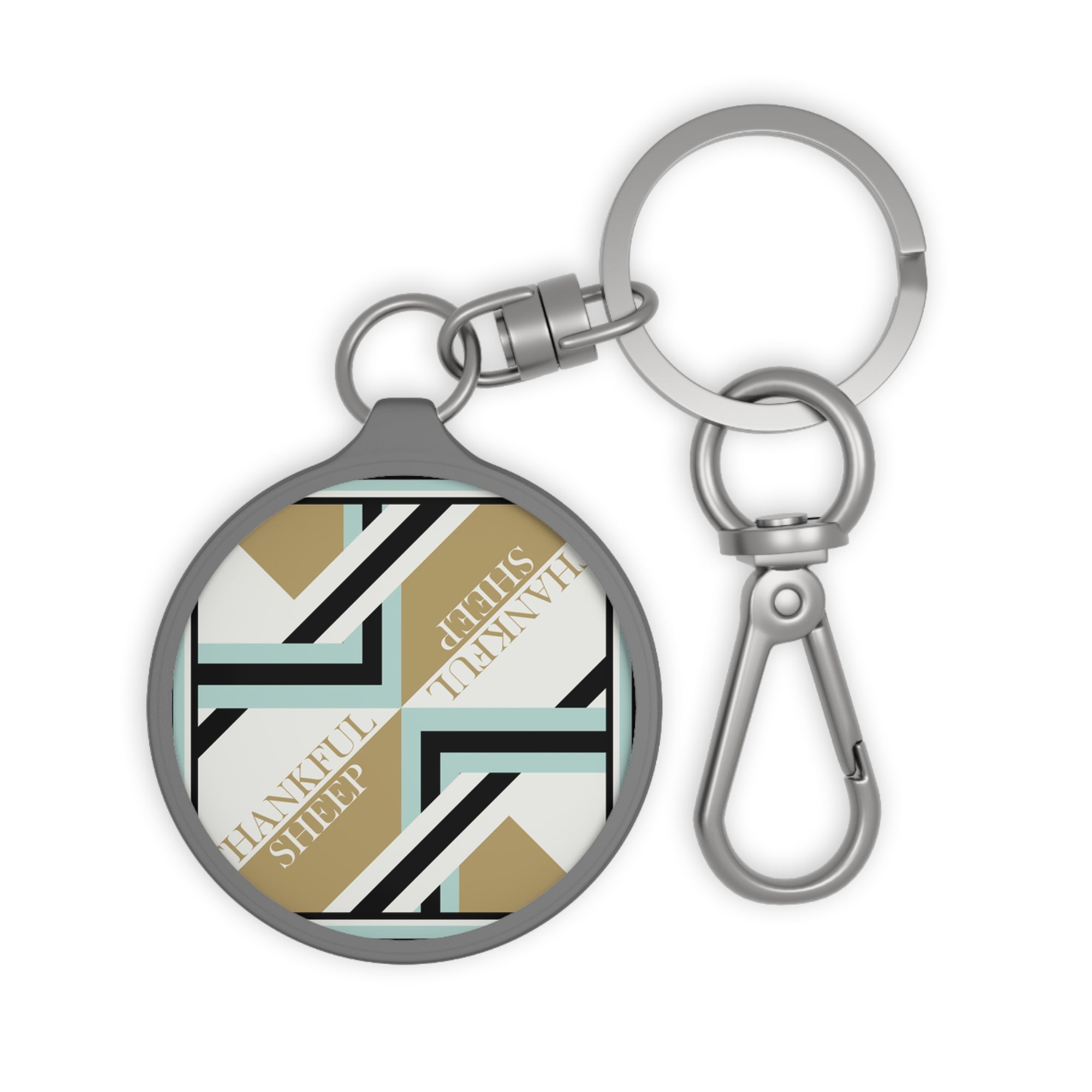 Thankful Sheep Bold Sheep Keychain Light Gray/Gold/Blue/Black