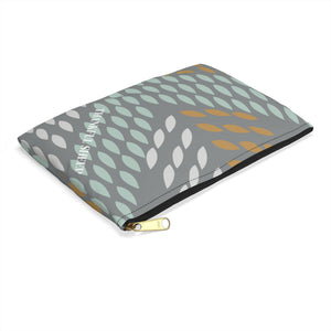 Thankful Sheep Whispers Zipper Pouch  Gray/Light Gray/Gold/Blue