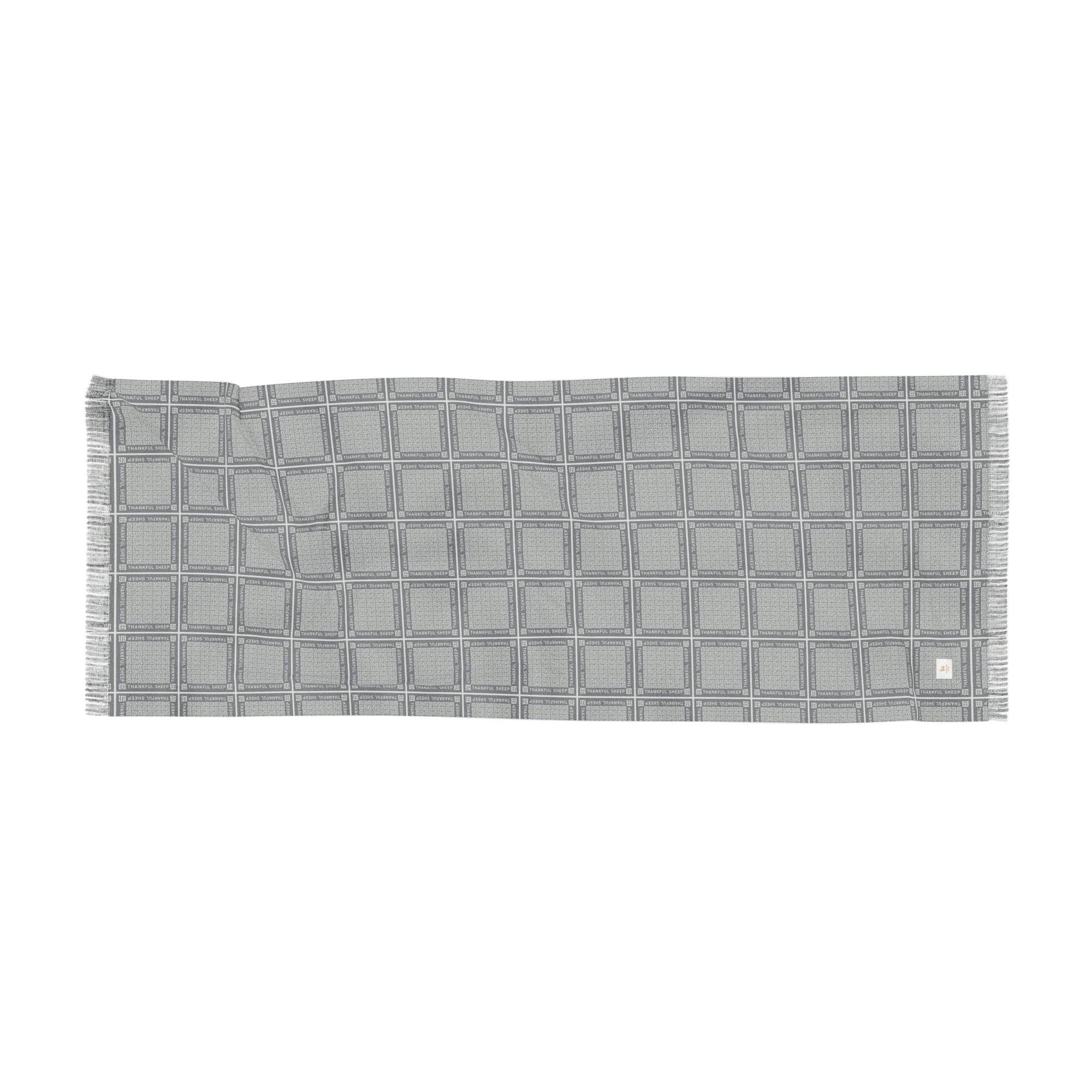 Thankful Sheep Interlock Scarf   Gray/Light Gray