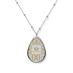 Thankful Sheep Icons Oval Drop Necklace  Light Gray/Gold