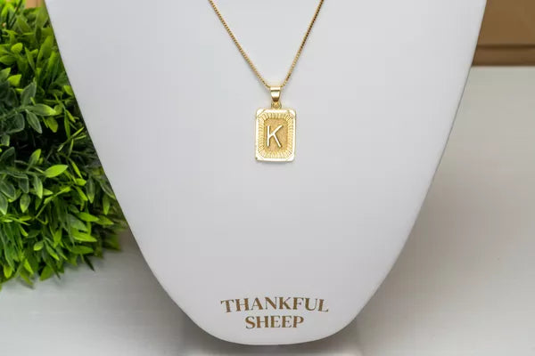 Thankful Sheep Initial Pendant Necklace