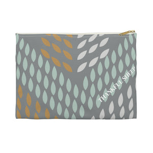 Thankful Sheep Whispers Zipper Pouch  Gray/Light Gray/Gold/Blue