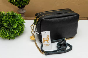 Thankful Sheep Leather Crossbody in Black