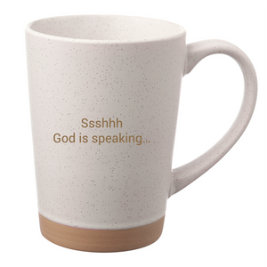 Thankful Sheep Speckled Clay Mug  Ssshhh God is speaking...