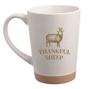 Thankful Sheep Speckled Clay Mug  My cup runneth over...