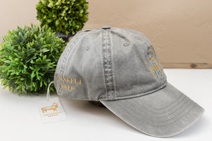 Thankful Sheep Embroidery Gray Hat Gold Stitching