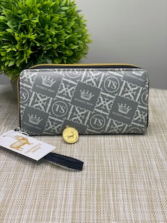 Thankful Sheep Icons Zip Wallet With Strap  Gray/Light Gray