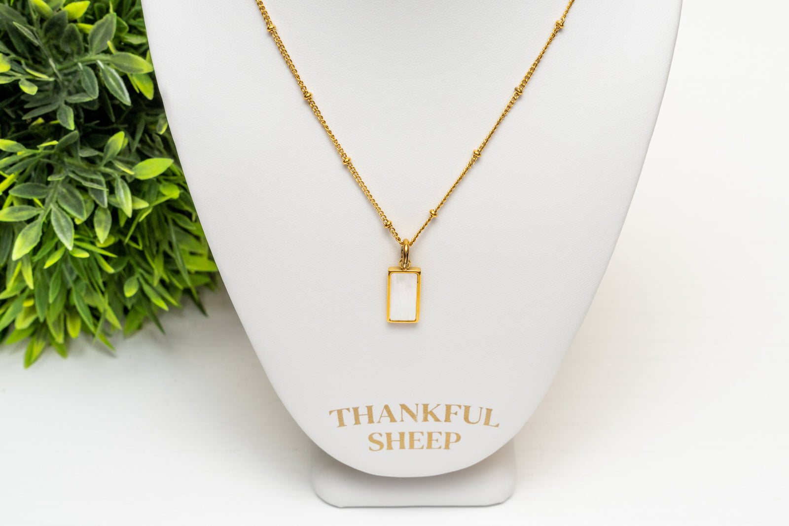Thankful Sheep Dainty Chain White Shell Necklace