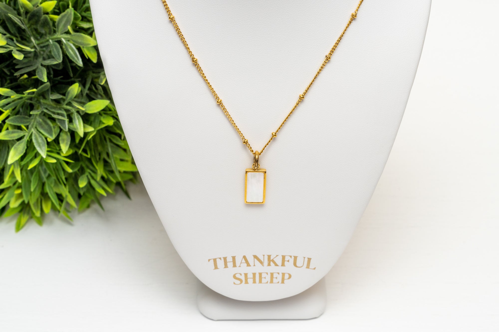 Thankful Sheep Dainty Chain White Shell Necklace