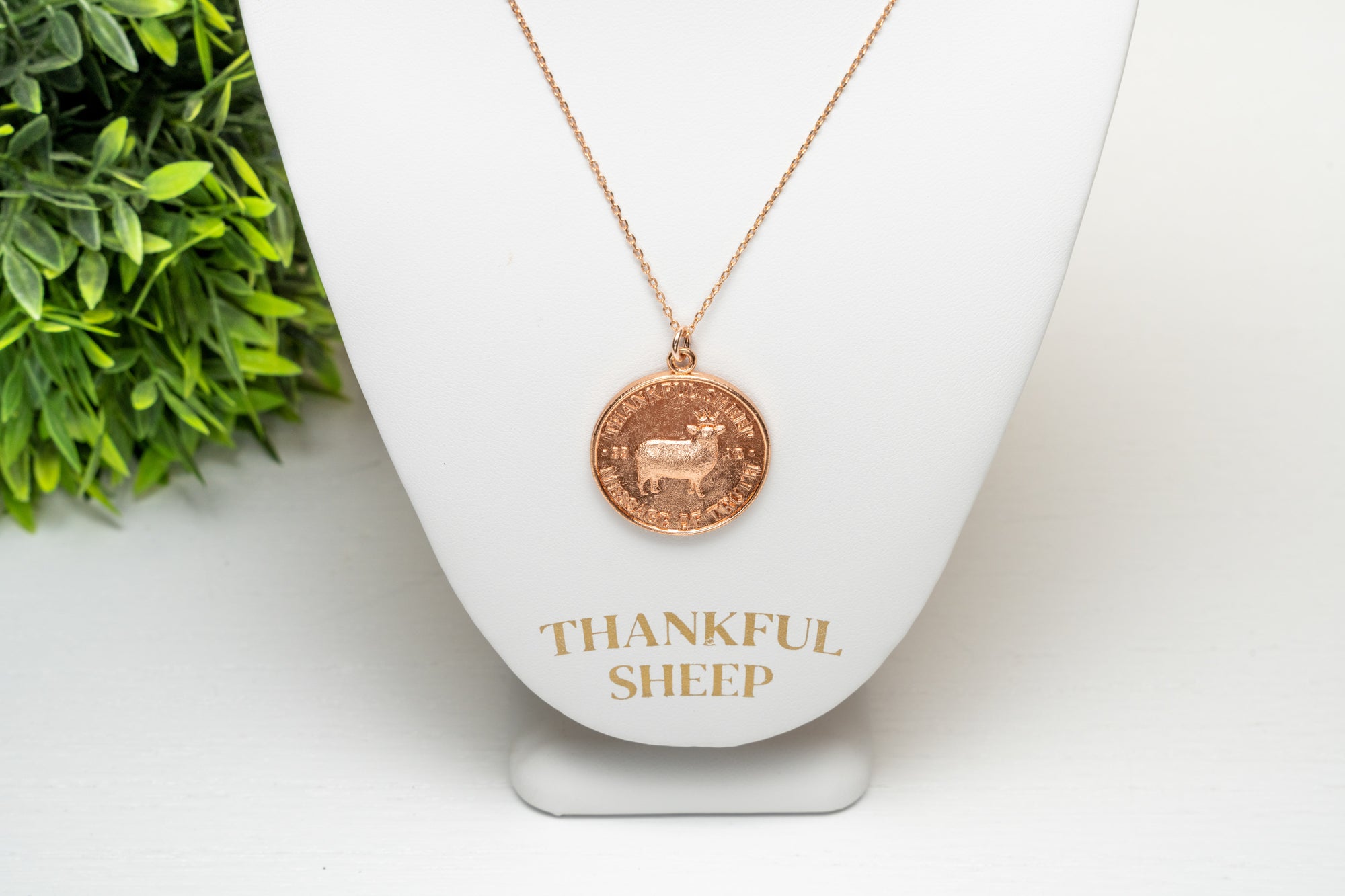 Thankful Sheep Insignia Pendant Rose Gold