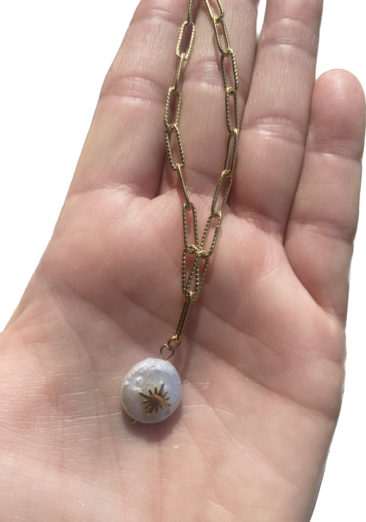 Thankful Sheep Stainless Steel Link Pearl Necklace