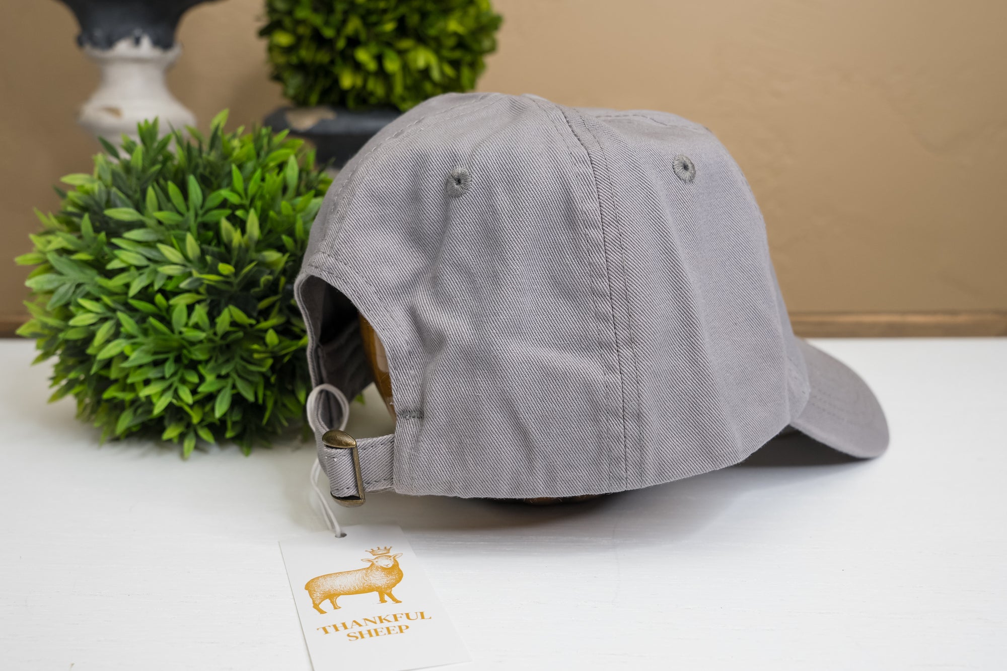 Thankful Sheep Painted Sheep Dad Hat on Leather