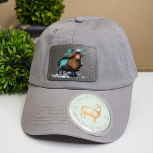 Thankful Sheep Painted Sheep Dad Hat on Leather