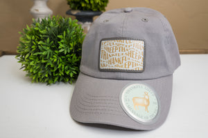 Thankful Sheep All Over Sheep Patch Dad Hat Light Gray/Gold